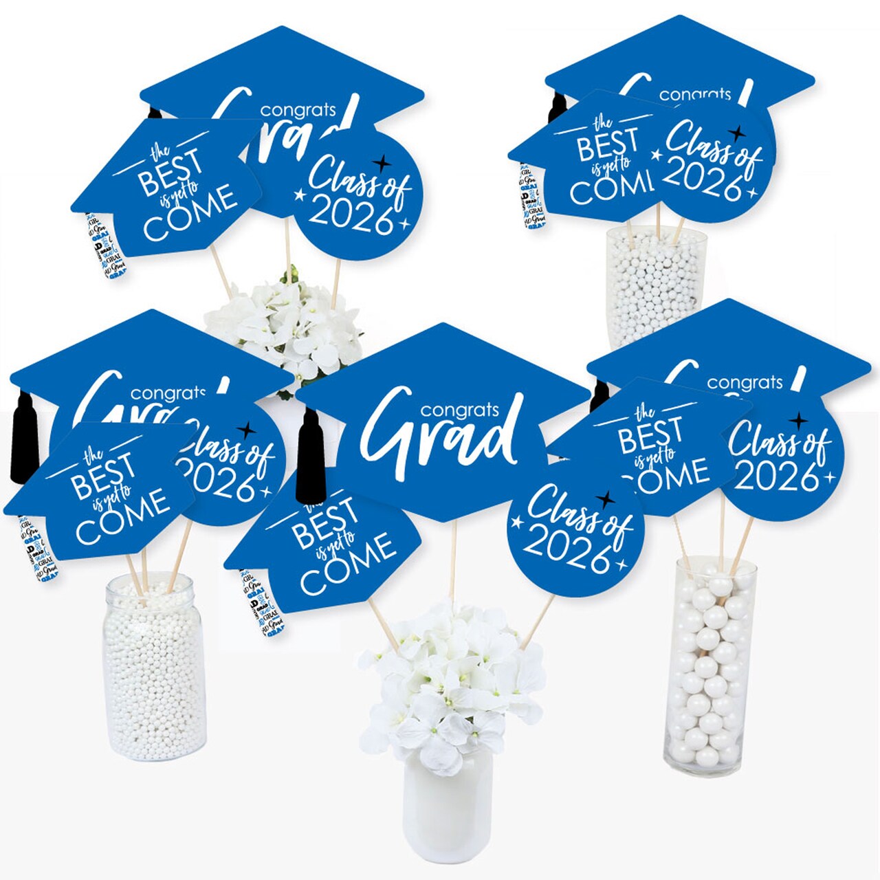 Big Dot of Happiness Blue 2026 Graduation Party Centerpiece Sticks - Table Toppers - Set of 15